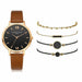 5pcs Set Top Style Fashion Women's Luxury Leather Band Wristwatch