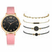 5pcs Set Top Style Fashion Women's Luxury Leather Band Wristwatch