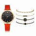 5pcs Set Top Style Fashion Women's Luxury Leather Band Wristwatch