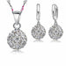 Sterling Silver Bridal Jewelry Sets Women's Crystal Disco Ball Necklace Earrings Set