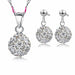 Sterling Silver Bridal Jewelry Sets Women's Crystal Disco Ball Necklace Earrings Set