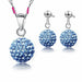 Sterling Silver Bridal Jewelry Sets Women's Crystal Disco Ball Necklace Earrings Set