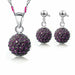 Sterling Silver Bridal Jewelry Sets Women's Crystal Disco Ball Necklace Earrings Set