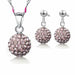 Sterling Silver Bridal Jewelry Sets Women's Crystal Disco Ball Necklace Earrings Set
