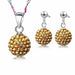 Sterling Silver Bridal Jewelry Sets Women's Crystal Disco Ball Necklace Earrings Set