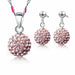 Sterling Silver Bridal Jewelry Sets Women's Crystal Disco Ball Necklace Earrings Set