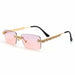 Rimless Diamond Sunglasses Women Rectangle Crystal Vintage Rhinestone Glasses Eyewear