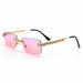 Rimless Diamond Sunglasses Women Rectangle Crystal Vintage Rhinestone Glasses Eyewear