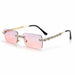 Rimless Diamond Sunglasses Women Rectangle Crystal Vintage Rhinestone Glasses Eyewear