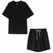 Women Short Tracksuits Two Pieces Set Leisure Outfits Oversized Cotton T-shirts High Waist Shorts