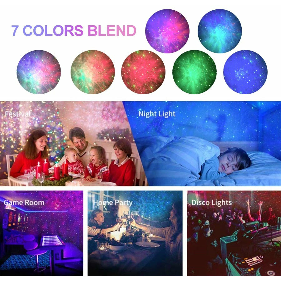 Laser Galaxy Starry Sky Projector Rotating Colorful Nebula Cloud Light ...