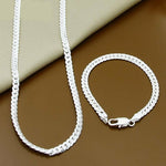 6MM 925 Sterling Silver Necklace Bracelet Fashion Jewelry For Women Men