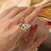 High-Grade Copper Inlaid Zircon Butterfly Ring Luxury Shiny Women Cocktail Ring