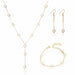 Pearl Jewelry Set Simulated Pearl Double Layer Women Earrings Necklace Bracelet Set