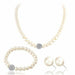 Pearl Jewelry Set Simulated Pearl Double Layer Women Earrings Necklace Bracelet Set