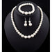 Pearl Jewelry Set Simulated Pearl Double Layer Women Earrings Necklace Bracelet Set
