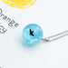 Transparent Resin Ball Moon Pendant Necklace Women Blue Sky pendant Jewelry