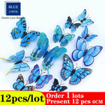 Butterflies Wall Stickers Home Decor Multicolor Double Layer 3D Butterfly Sticker 12Pcs