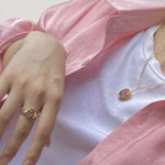 Small Daisy Tulip Metal Pendant Necklace Rings Bracelet Women Jewelry Set
