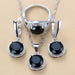 Sterling Silver Women Wedding Jewelry Sets Zircon Dangle Earrings Necklace Ring 3 Piece Set