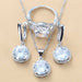 Sterling Silver Women Wedding Jewelry Sets Zircon Dangle Earrings Necklace Ring 3 Piece Set