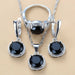 Sterling Silver Women Wedding Jewelry Sets Zircon Dangle Earrings Necklace Ring 3 Piece Set