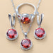 Sterling Silver Women Wedding Jewelry Sets Zircon Dangle Earrings Necklace Ring 3 Piece Set