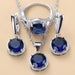 Sterling Silver Women Wedding Jewelry Sets Zircon Dangle Earrings Necklace Ring 3 Piece Set