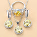 Sterling Silver Women Wedding Jewelry Sets Zircon Dangle Earrings Necklace Ring 3 Piece Set