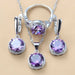 Sterling Silver Women Wedding Jewelry Sets Zircon Dangle Earrings Necklace Ring 3 Piece Set