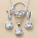 Sterling Silver Women Wedding Jewelry Sets Zircon Dangle Earrings Necklace Ring 3 Piece Set