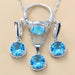 Sterling Silver Women Wedding Jewelry Sets Zircon Dangle Earrings Necklace Ring 3 Piece Set