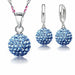 Sterling Silver Bridal Jewelry Sets Women's Crystal Disco Ball Necklace Earrings Set
