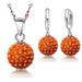 Sterling Silver Bridal Jewelry Sets Women's Crystal Disco Ball Necklace Earrings Set