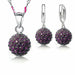 Sterling Silver Bridal Jewelry Sets Women's Crystal Disco Ball Necklace Earrings Set