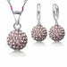 Sterling Silver Bridal Jewelry Sets Women's Crystal Disco Ball Necklace Earrings Set