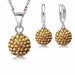 Sterling Silver Bridal Jewelry Sets Women's Crystal Disco Ball Necklace Earrings Set
