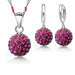Sterling Silver Bridal Jewelry Sets Women's Crystal Disco Ball Necklace Earrings Set