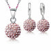 Sterling Silver Bridal Jewelry Sets Women's Crystal Disco Ball Necklace Earrings Set