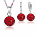 Sterling Silver Bridal Jewelry Sets Women's Crystal Disco Ball Necklace Earrings Set