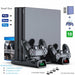 PS4/PS4 Slim/PS4 PRO Console Stand with Cooling Fan Cooler PS 4 Dual Controller Charger Charging Station for SONY Playstation 4