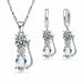 925 Sterling Silver  Cubic Zirconia Cat Kitty Necklace Pendant Earrings Jewelry Set