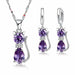 925 Sterling Silver  Cubic Zirconia Cat Kitty Necklace Pendant Earrings Jewelry Set