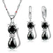 925 Sterling Silver  Cubic Zirconia Cat Kitty Necklace Pendant Earrings Jewelry Set