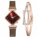 Women Square Watch Magnet Buckle Gradient Color Wristwatches