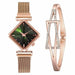 Women Square Watch Magnet Buckle Gradient Color Wristwatches