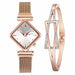 Women Square Watch Magnet Buckle Gradient Color Wristwatches
