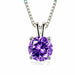 Diamond Solitaire Pendant Necklace 925 Sterling Silver White/Purple 2ct Necklace Jewelry