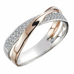 Fresh Two Tone X Shape Cross Ring for Women Wedding Trendy Jewelry