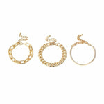 Punk Curb Cuban Chain Bracelets Set Women Thick Gold Color Charm Bracelets Jewelry